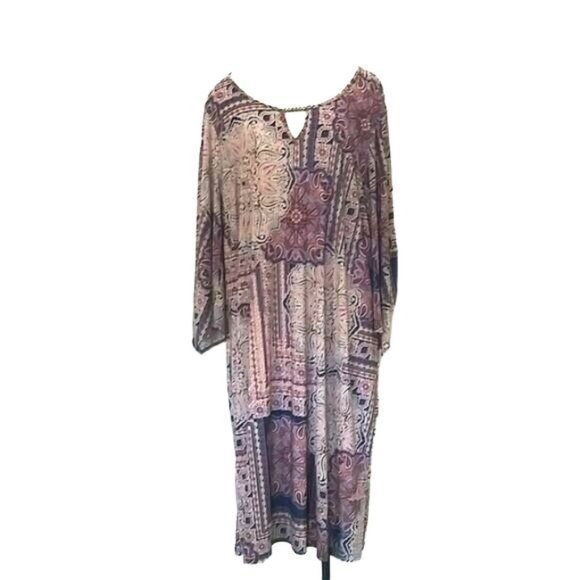 Mlle Gabrielle Dresses & Skirts - MLLE GABRIELLE WOMEN'S PAISLEY GOLD BEADED ACCENT KEYHOLE DRESS SIZE 2X